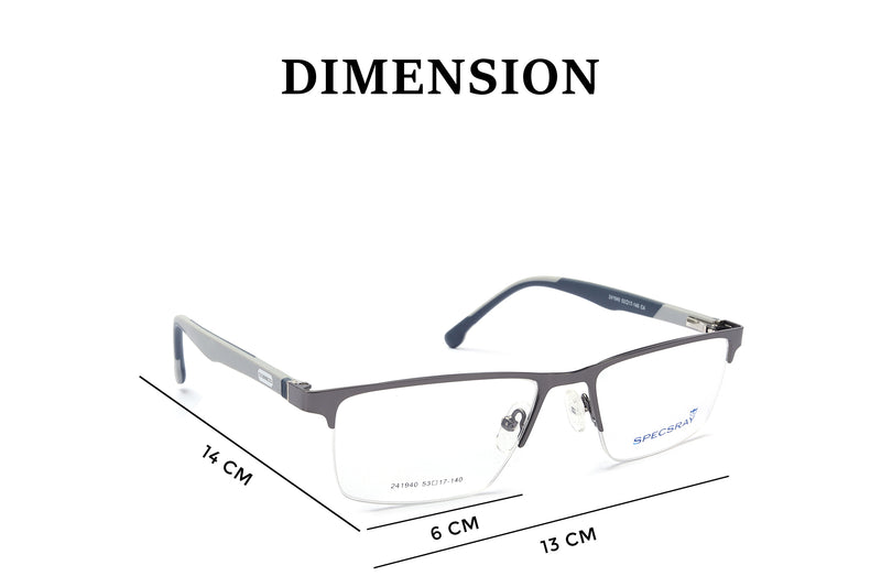 Rectangle Half Rim Eyeglasses For Men
