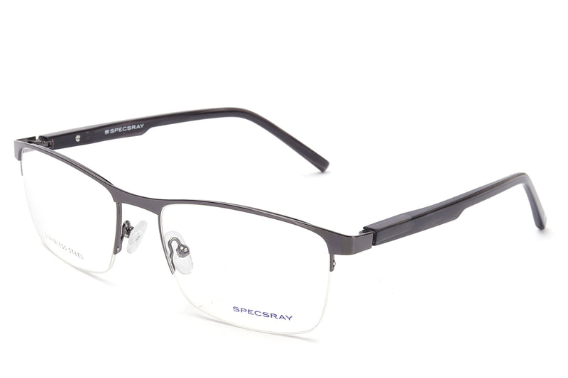 Rectangle Half Rim Eyeglasses For Men