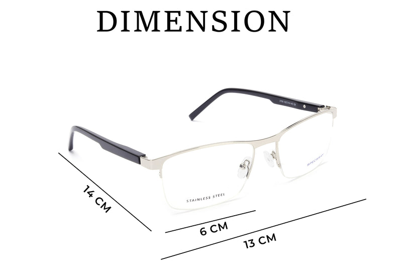 Rectangle Half Rim Eyeglasses For Men