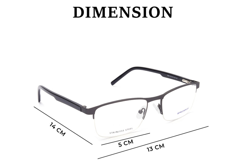 Rectangle Half Rim Eyeglasses For Men