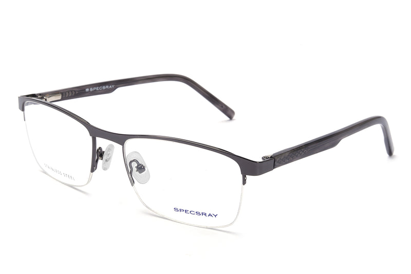 Rectangle Half Rim Eyeglasses For Men