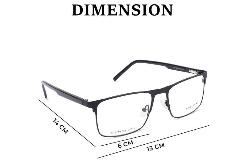 Rectangle Full Rim Eyewear Metal Male