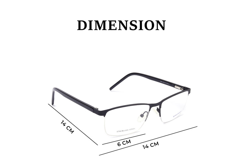 Rectangle Half Rim Eyeglasses for Men