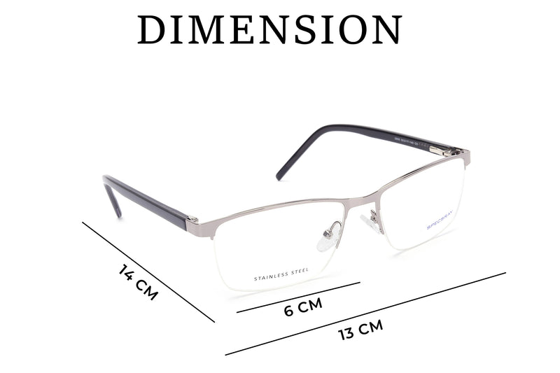 Rectangle Half Rim Eyeglasses for Men