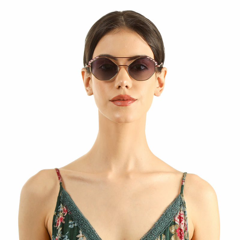Full Rim Hexagonal Sunglasses For Women