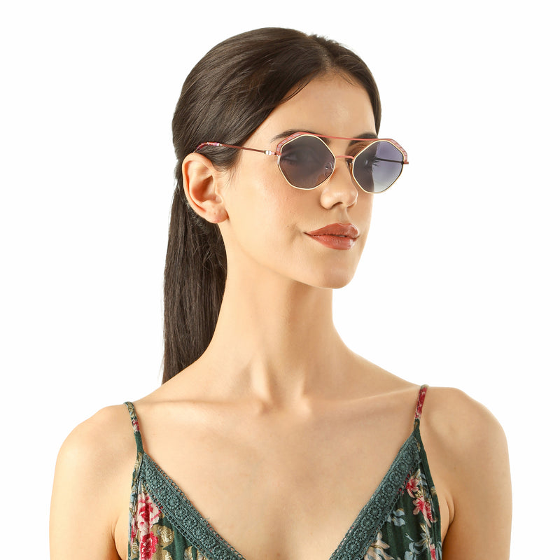 Full Rim Hexagonal Sunglasses For Women