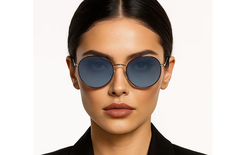 Round Full Rim Metal Sunglasses for Women