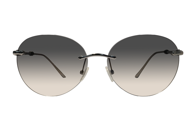 Round Rim Less Metal Sunglasses For Women