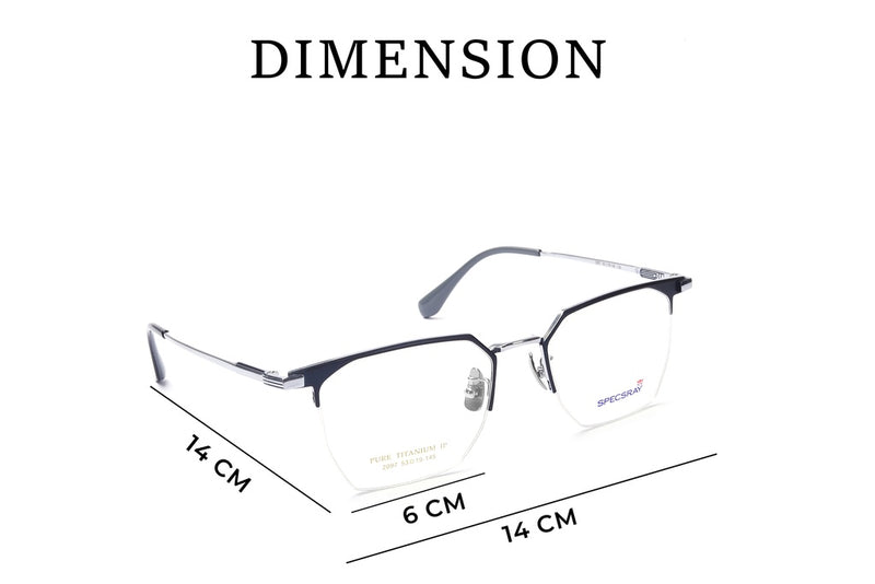 Geometric Half Rim Eyeglasses For Men