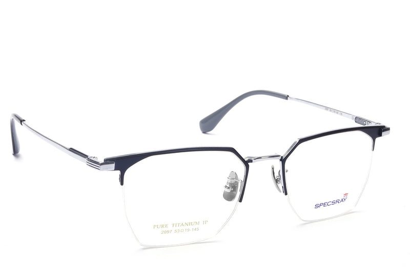 Geometric Half Rim Eyeglasses For Men