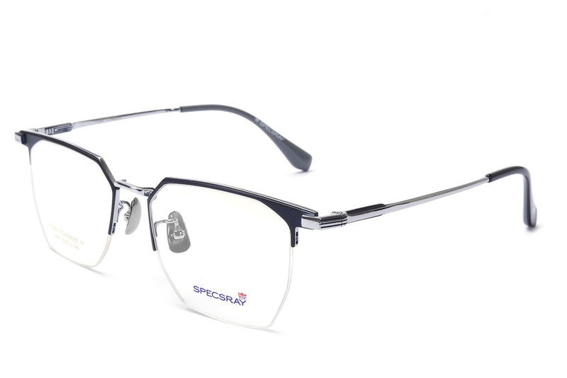 Geometric Half Rim Eyeglasses For Men