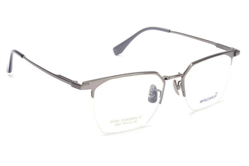 Geometric Half Rim Eyeglasses For Men