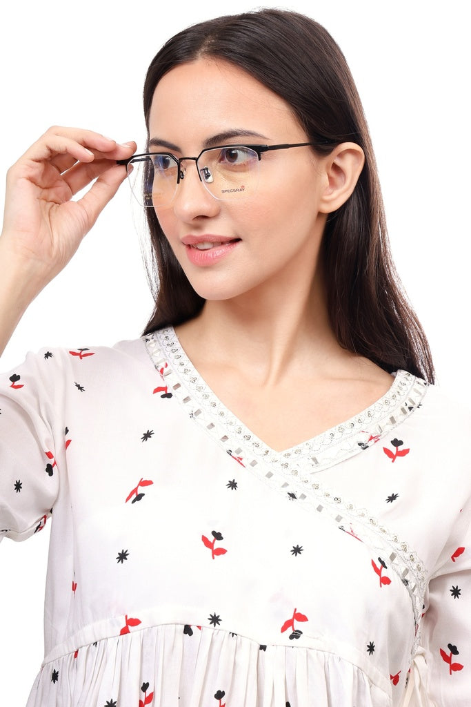Geometric Half Rim Eyeglasses For Men