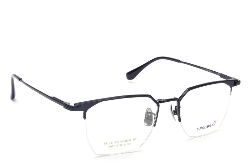 Geometric Half Rim Eyeglasses For Men