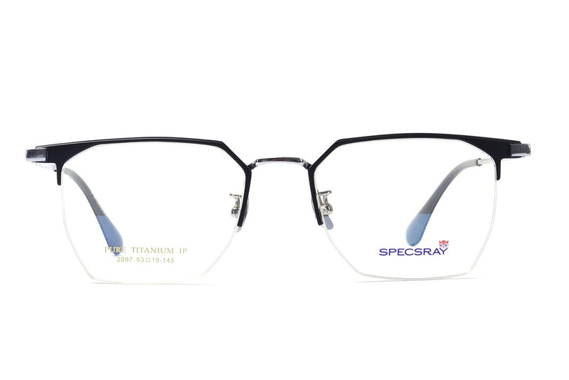 Geometric Half Rim Eyeglasses For Men