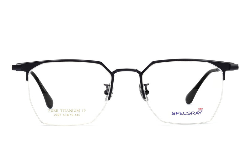 Geometric Half Rim Eyeglasses For Men