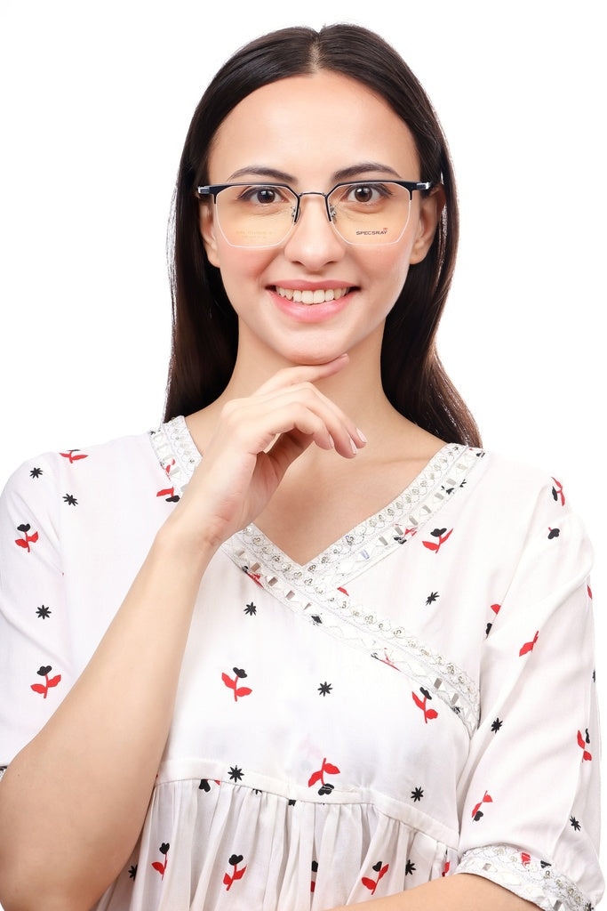 Geometric Half Rim Eyeglasses For Men