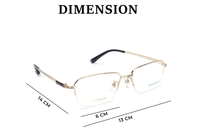 Rectangular Half Rim Eyeglasses For Men
