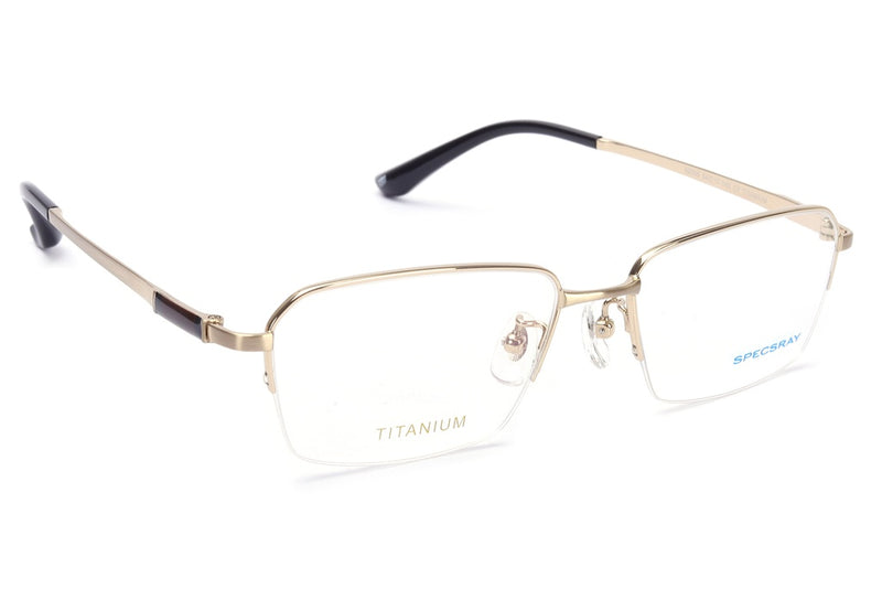 Rectangular Half Rim Eyeglasses For Men