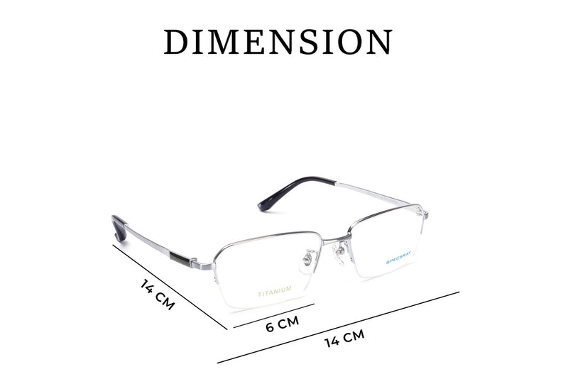 Rectangular Half Rim Eyeglasses For Men