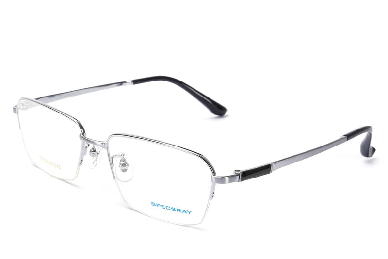 Rectangular Half Rim Eyeglasses For Men