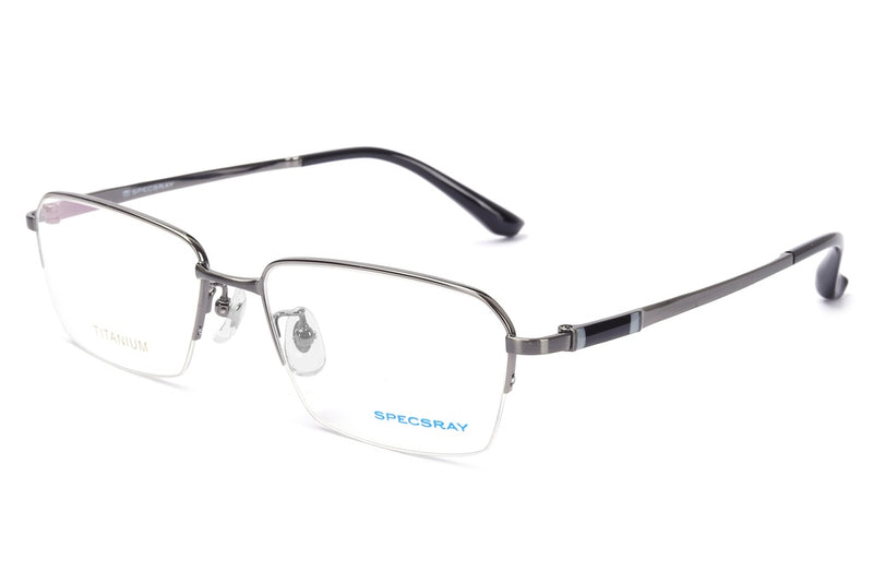 Rectangular Half Rim Eyeglasses For Men