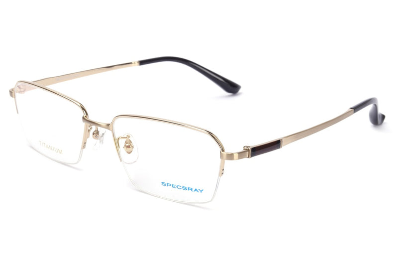 Rectangular Half Rim Eyeglasses For Men