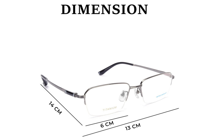 Rectangular Half Rim Eyeglasses For Men