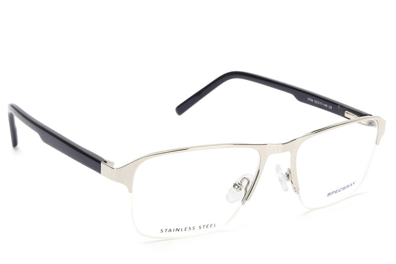 Rectangle Half Rim Eyeglasses For Men