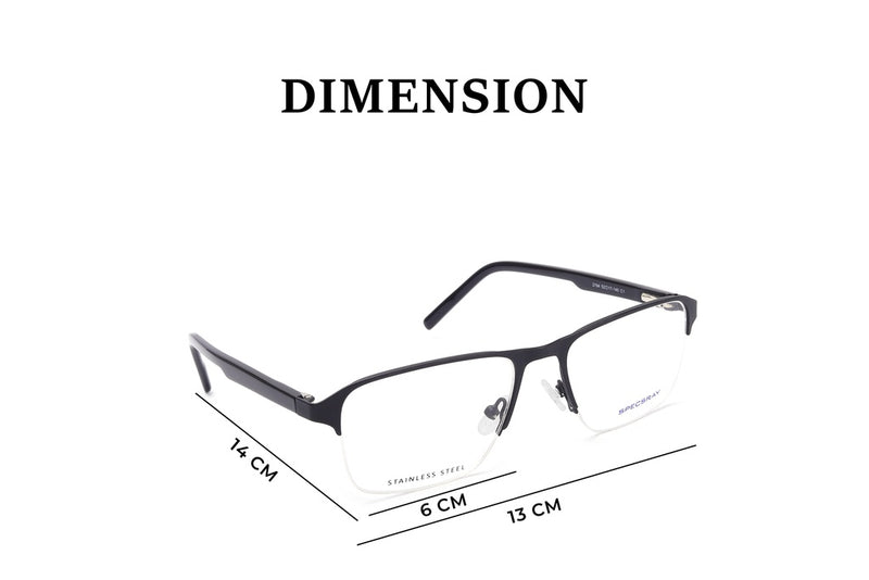 Rectangle Half Rim Eyeglasses For Men
