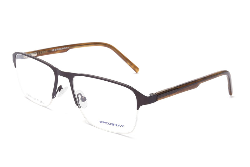 Rectangle Half Rim Eyeglasses For Men