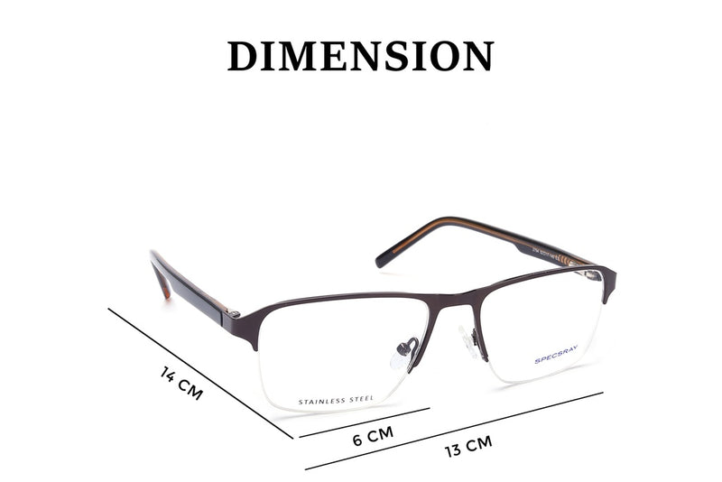 Rectangle Half Rim Eyeglasses For Men