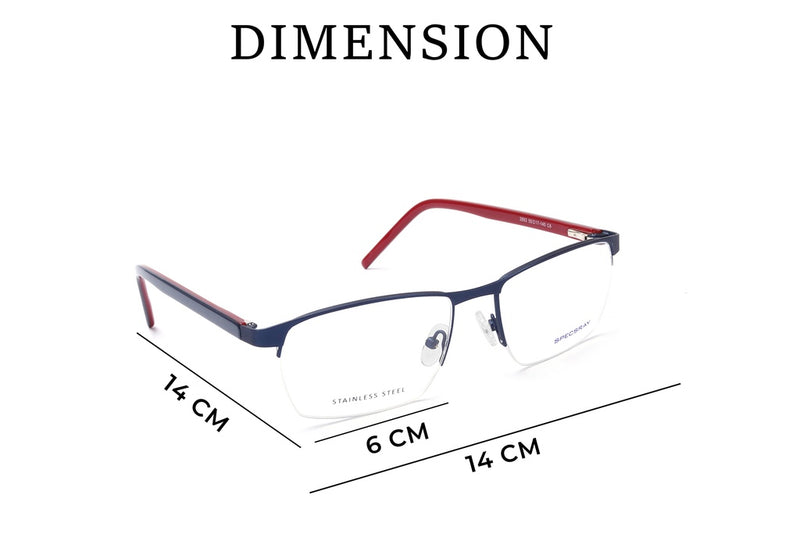 Rectangle Half Rim Eyeglasses For Men