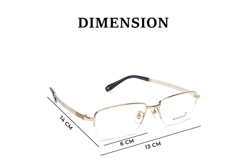 Rectangle Half Rim Eyeglasses for Men