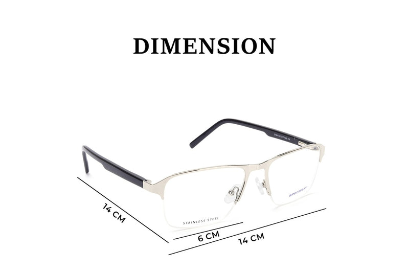 Rectangle Half Rim Eyeglasses For Men
