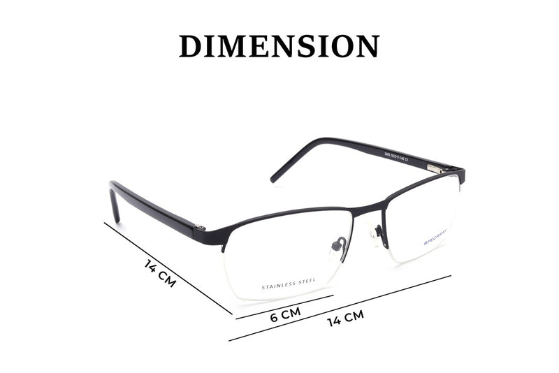 Rectangle Half Rim Eyeglasses For Men
