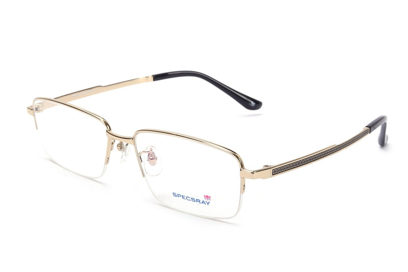 Rectangle Half Rim Eyeglasses For Men