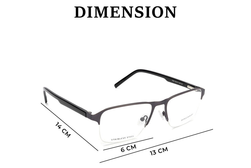Rectangle Half Rim Eyeglasses For Men