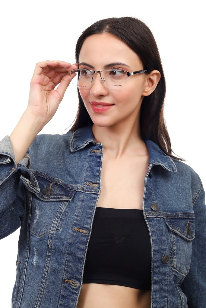 Rectangle Half Rim Eyeglasses For Men