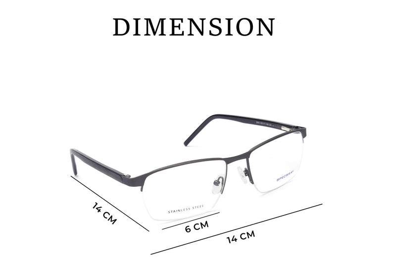 Rectangle Half Rim Eyeglasses For Men