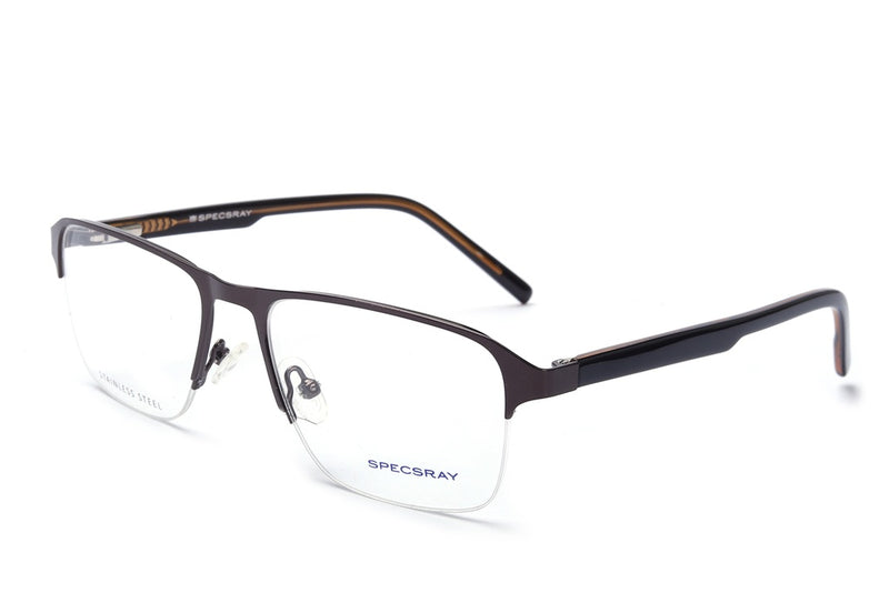 Rectangle Half Rim Eyeglasses For Men