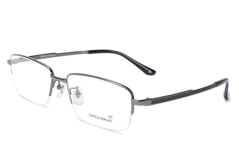 Rectangle Half Rim Eyeglasses For Men