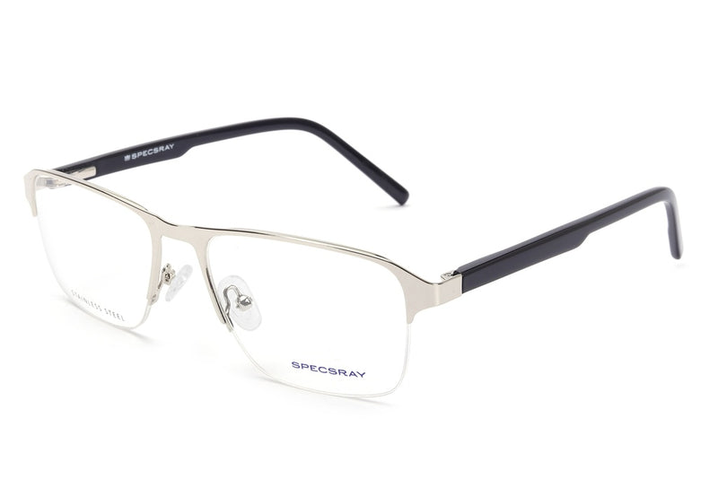 Rectangle Half Rim Eyeglasses For Men