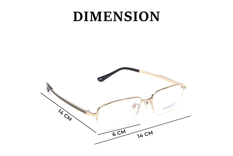 Rectangle Half Rim Eyeglasses For Men