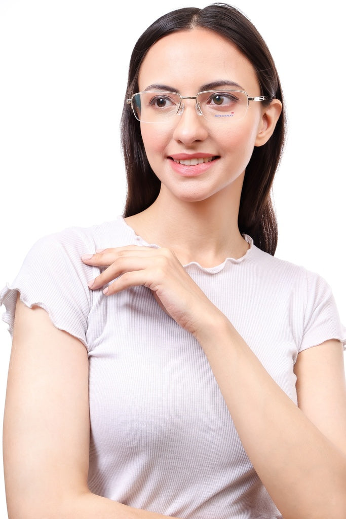 Rectangle Half Rim Eyeglasses For Men