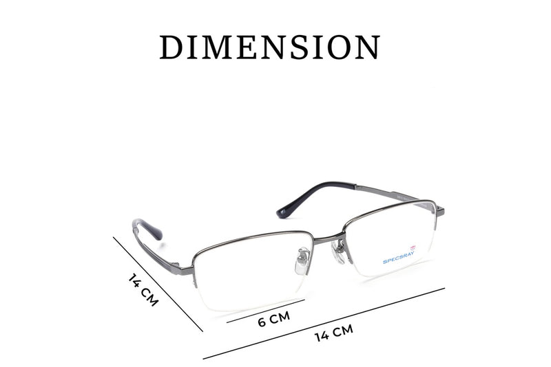 Rectangle Half Rim Eyeglasses For Men