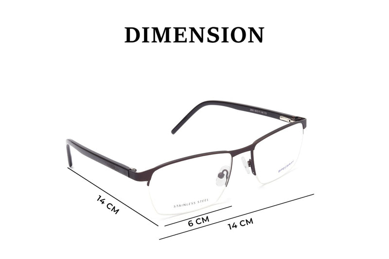 Rectangle Half Rim Eyeglasses For Men