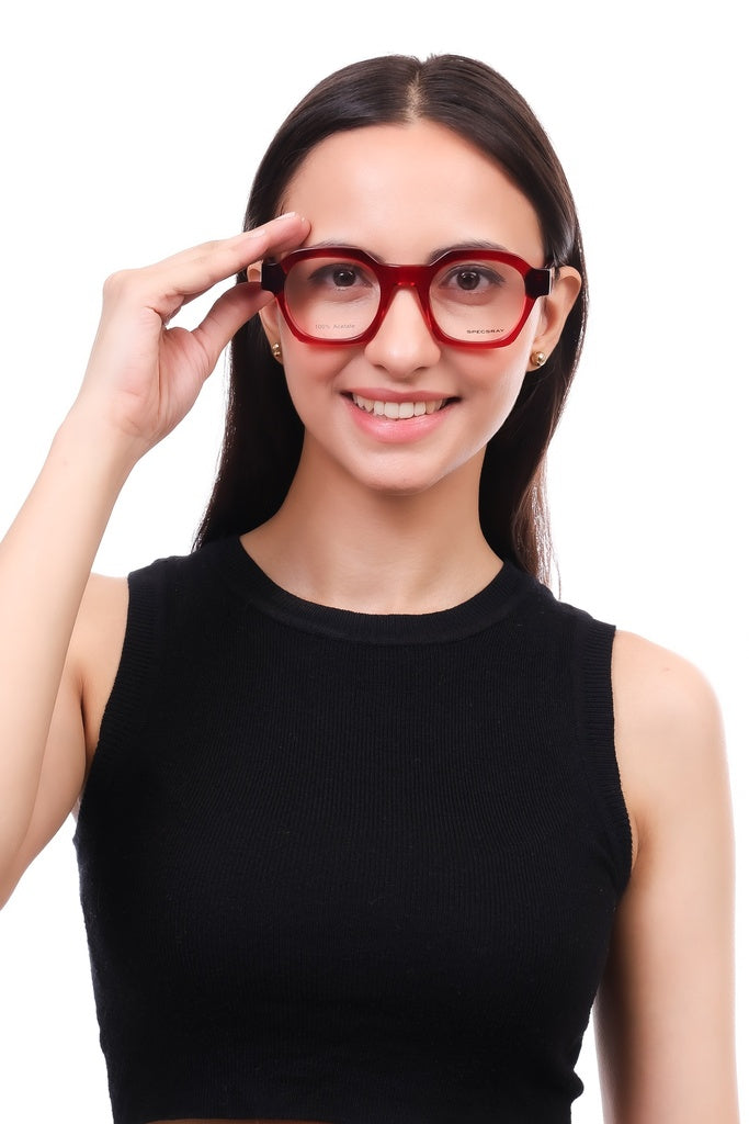 Geometric Full Rim Acetate For Unisex