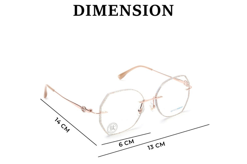 Hexagon Rim Less Eyeglasses For Women