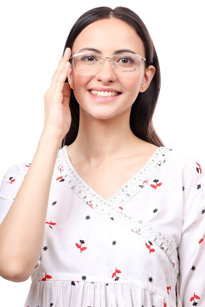 Rectangular Half Rim Eyeglasses For Men